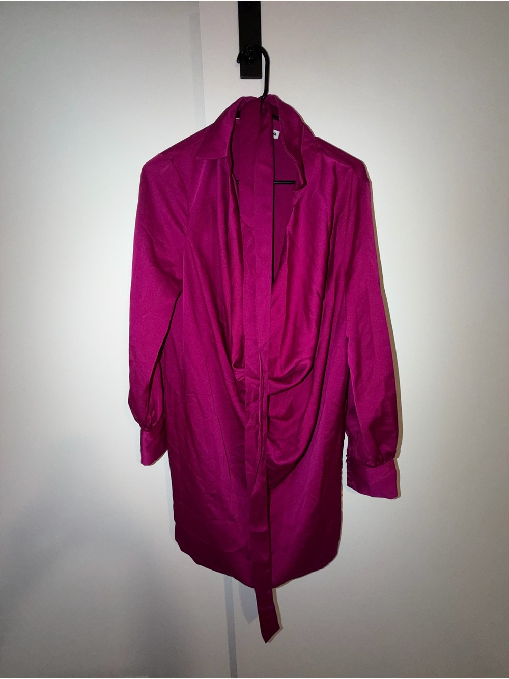 Women's Draped Open-Front Dress in Fuchsia